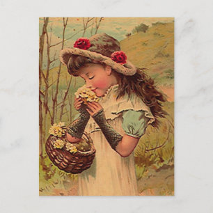 ANTIK VIKTORIANISCH Wilde Blumen genießen POSTKART Postkarte