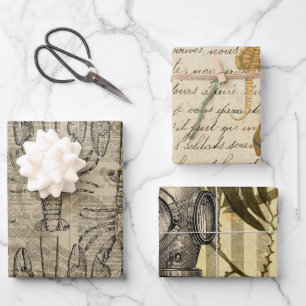 Antik Vintage Nautical Geschenkpapier Set