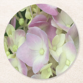Antik Weiß und Dusty Pink Hydrangea Petals Runder Pappuntersetzer