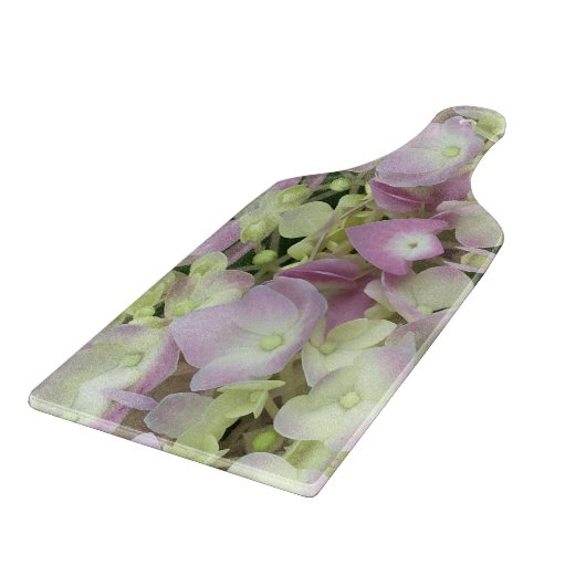 Antik Weiß und Dusty Pink Hydrangea Petals Schneidebrett (Ecke)
