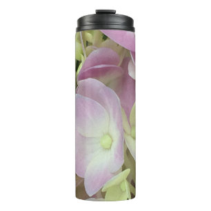Antik Weiß und Dusty Pink Hydrangea Petals Thermosbecher