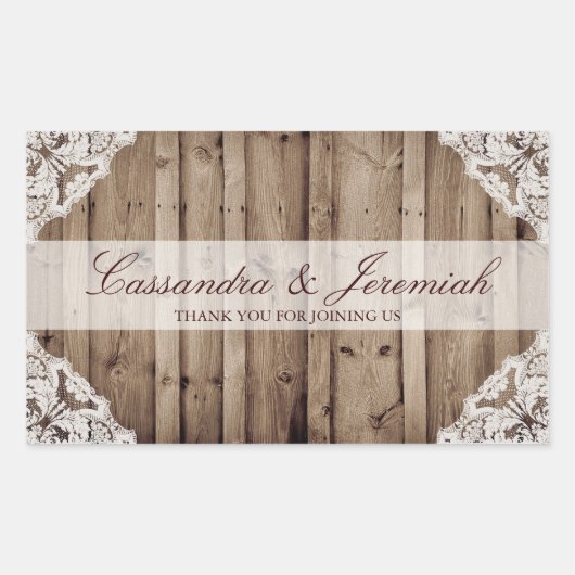 Antik weiße Spitze Hochzeitswasser Flaschenaufkleb Rechteckiger Aufkleber (Vorderseite)