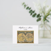 Antik World Map White #2 Escortkarten Platzkarte (Stehend Vorderseite)