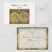 Antik World Map White #2 Escortkarten Platzkarte (Vorne/Hinten)