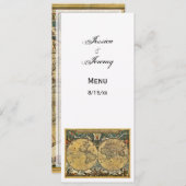 Antik World Map White #2 Menu Cards Einladung (Vorne/Hinten)