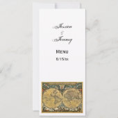 Antik World Map White #2 Menu Cards Einladung (Vorderseite)