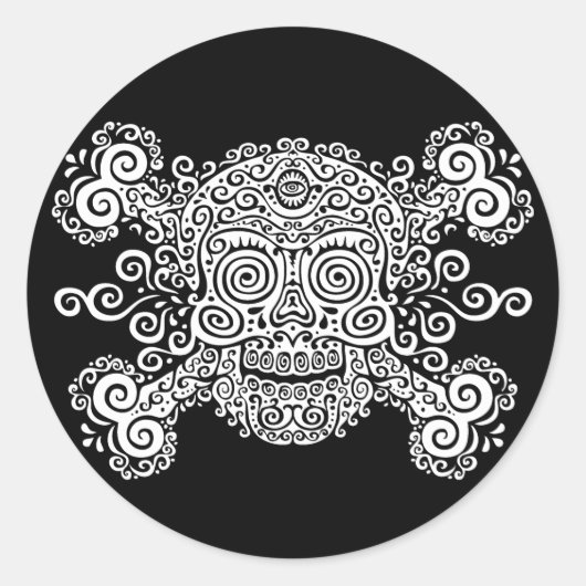 Antik Zucker - Schädel und Kreuzknochen II Runder Aufkleber (Vorderseite)