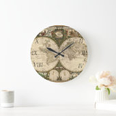 Antike 1660 Weltkarte von Frederick de Wit Große Wanduhr (Zuhause)