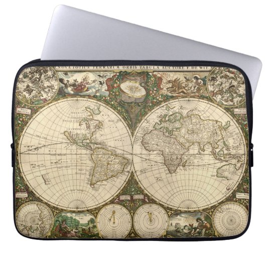 Antike 1660 Weltkarte von Frederick de Wit Laptopschutzhülle (Vorderseite)