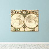 Antike 1660 Weltkarte von Frederick de Wit Leinwanddruck (Insitu (Holzboden))