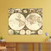 Antike 1660 Weltkarte von Frederick de Wit Leinwanddruck (Insitu (Wohnzimmer))