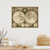 Antike 1660 Weltkarte von Frederick de Wit Poster (Küche)