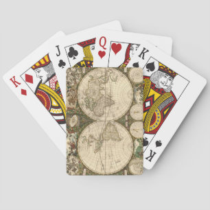 Antike 1660 Weltkarte von Frederick de Wit Spielkarten
