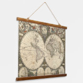 Antike 1660 Weltkarte von Frederick de Wit Wandteppich Mit Holzrahmen (Gewinkelt)