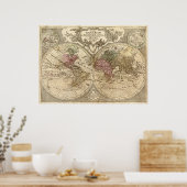 Antike 1690 Weltkarte von Guillaume de L'Isle Poster (Küche)