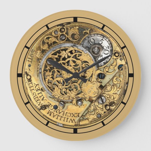 Antike 1700’s Steampunk Große Wanduhr (Vorderseite)