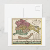 Antike 1729 Karte von Venedig, Italien, (Vorne/Hinten)