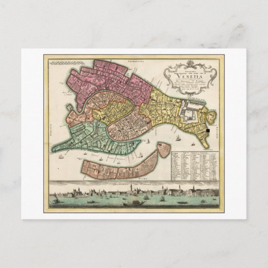 Antike 1729 Karte von Venedig, Italien, (Vorderseite)