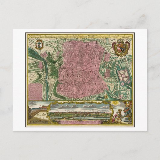 Antike 1730 Karte von Madrid, Spanien, (Vorderseite)