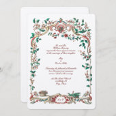 Antike 1750 Barock-Rokoko Blumenrahmen Einladung (Vorne/Hinten)