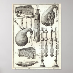 Antike 1769 Bagpipe & Wind Instruments Poster