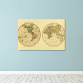 Antike 1786 Weltkarte von William Faden Leinwanddruck (Insitu (Holzboden))