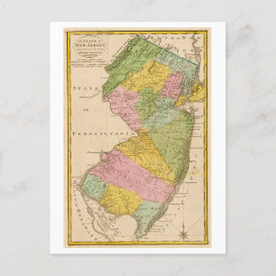 Antike 1815 Karte New Jersey Postkarte