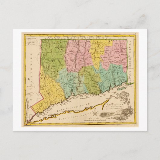 Antike 1815 Karte von Connecticut (Vorderseite)