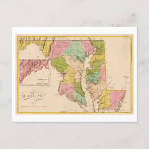 Antike 1815 Karte von Maryland Postcard