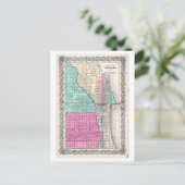 Antike 1855 Karte von Chicago, Illinois, (Stehend Vorderseite)
