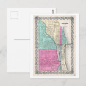 Antike 1855 Karte von Chicago, Illinois, (Vorne/Hinten)