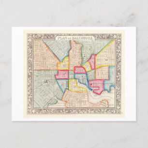 Antike 1867 Karte von Baltimore, Maryland,