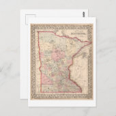 Antike 1868 Karte von Minnesota (Vorne/Hinten)