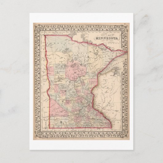 Antike 1868 Karte von Minnesota (Vorderseite)