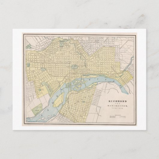 Antike 1899 Karte von Richmond, Virginia, (Vorderseite)
