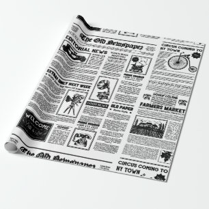 antike 1920 Flapper-Zeitung Vintage Schwarz Weiß Geschenkpapier