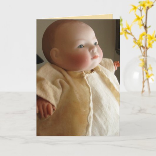 Antike abgelegene Lo Puppen-Gruß-Karte - Karte (Gelbe Blume)