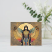 Antike ägyptische Göttin Isis Rainbow Gold Art Postkarte (Stehend Vorderseite)