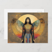 Antike ägyptische Göttin Isis Rainbow Gold Art Postkarte (Vorne/Hinten)