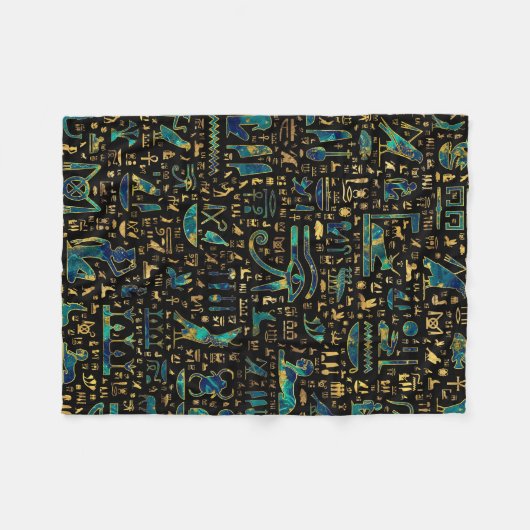 Antike ägyptische Hieroglyphen Marmor und Gold Fleecedecke (Vorderseite (Horizontal))