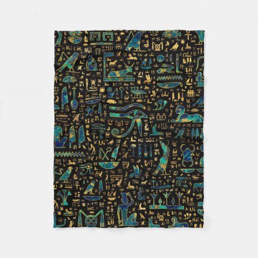 Antike ägyptische Hieroglyphen Marmor und Gold Fleecedecke (Vorderseite)