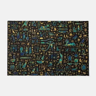Antike ägyptische Hieroglyphen Marmor und Gold Fußmatte