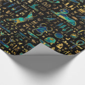Antike ägyptische Hieroglyphen Marmor und Gold Geschenkpapier (Ecke)