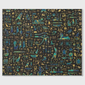 Antike ägyptische Hieroglyphen Marmor und Gold Geschenkpapier (Flach)