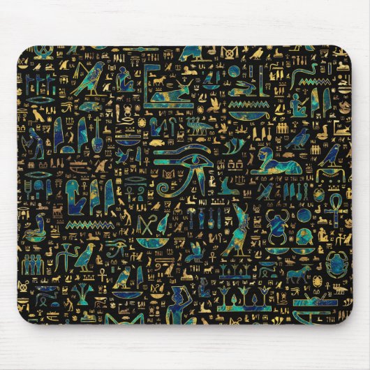 Antike ägyptische Hieroglyphen Marmor und Gold Mousepad (Vorne)