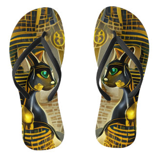 Antike ägyptische Katze Goddess Bastet AI Art Badesandalen