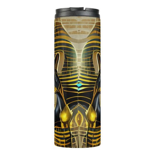 Antike ägyptische Katze Goddess Bastet AI Art Thermosbecher (Rückseite)