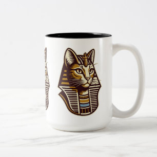 Antike ägyptische Katzen-Kaffeetasse – Pharaonen-K Zweifarbige Tasse
