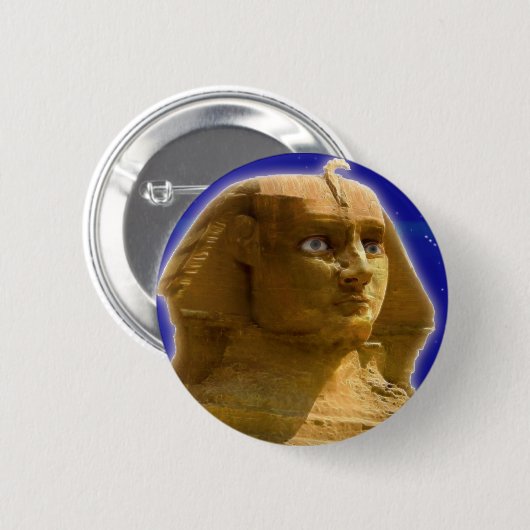 Antike ägyptische Sphinx im Gizeh Art Design Button (Vorne & Hinten)
