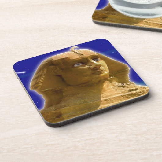 Antike ägyptische Sphinx im Gizeh Art Design Getränkeuntersetzer (Linke Seite)